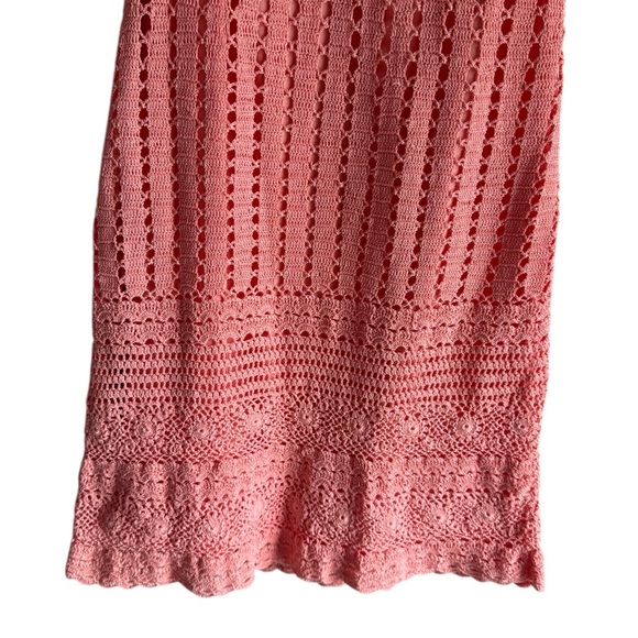 Crochet dress with slip liner,  peachy orange, floral
Crochet bodice. Size small - Picture 7 of 11